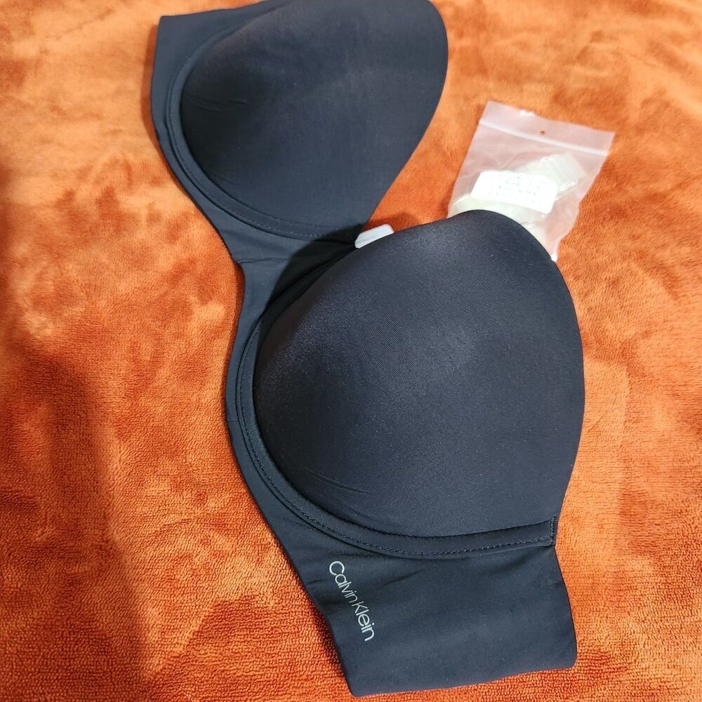 Calvin Klein Plus Up Bra Size 36 C Black Convertible Strapless Underwire - Picture 2 of 14